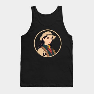 Retro Park Ranger Woman With Long Hair Tank Top